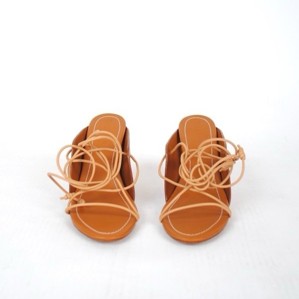 Ulla Johnson 40 Roxie Brown Leather Ankle Tie Up Heels - Picture 4 of 13